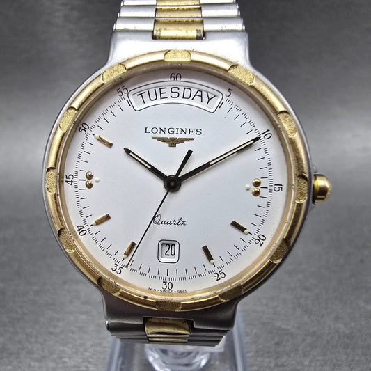 Longines Conquest Watch Men 33mm White Dial Two Tone Daydate  PARTS0