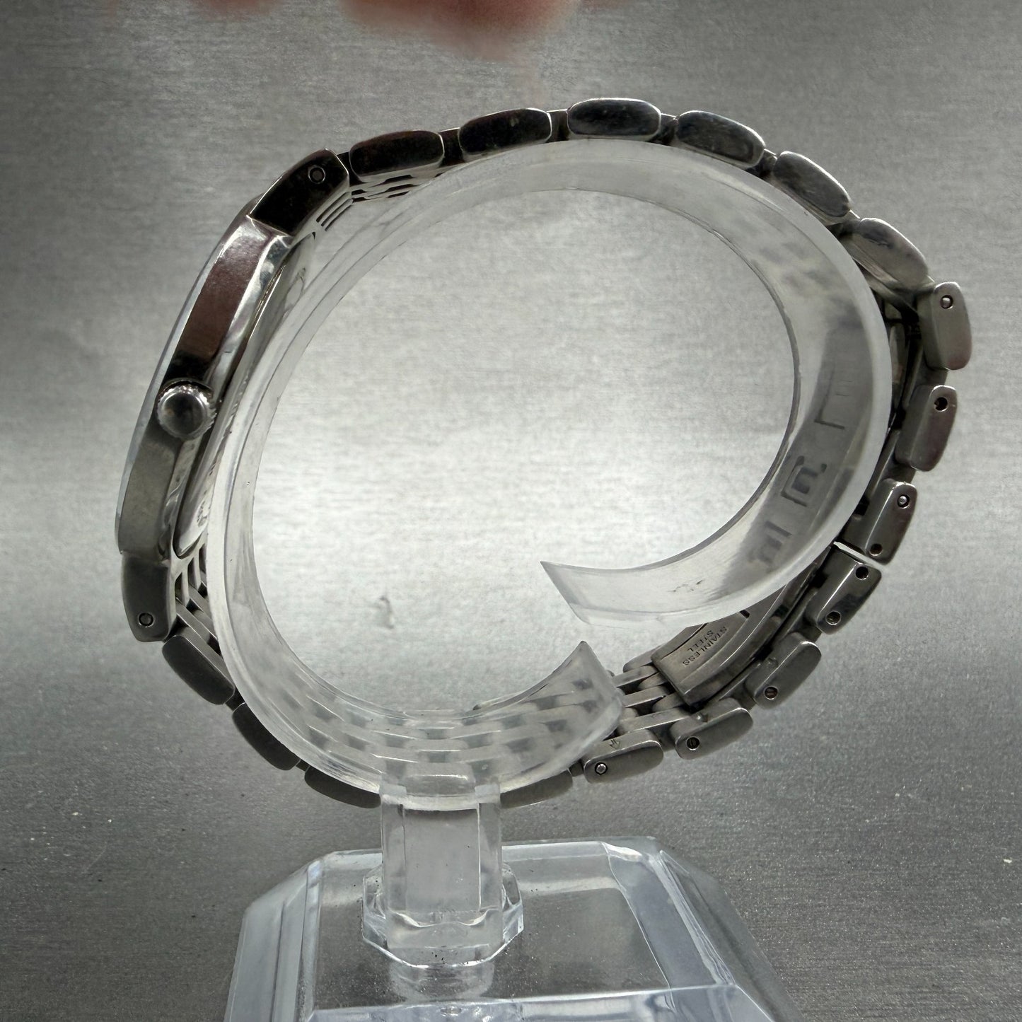 ESQ Watch Men 35mm Silver Dial Silver Tone Date Round E5197 Bracelet New Battery6