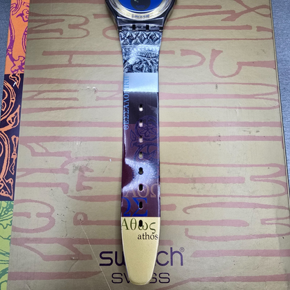 Swatch Access Avaton Watch Men 34mm Blue Dial Blue Case SKZ107 New Battery NOS13