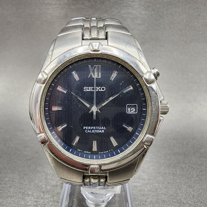 Seiko Perpetual Calendar Watch Men 37mm Steel Date Round 6A3200G0 PARTS0