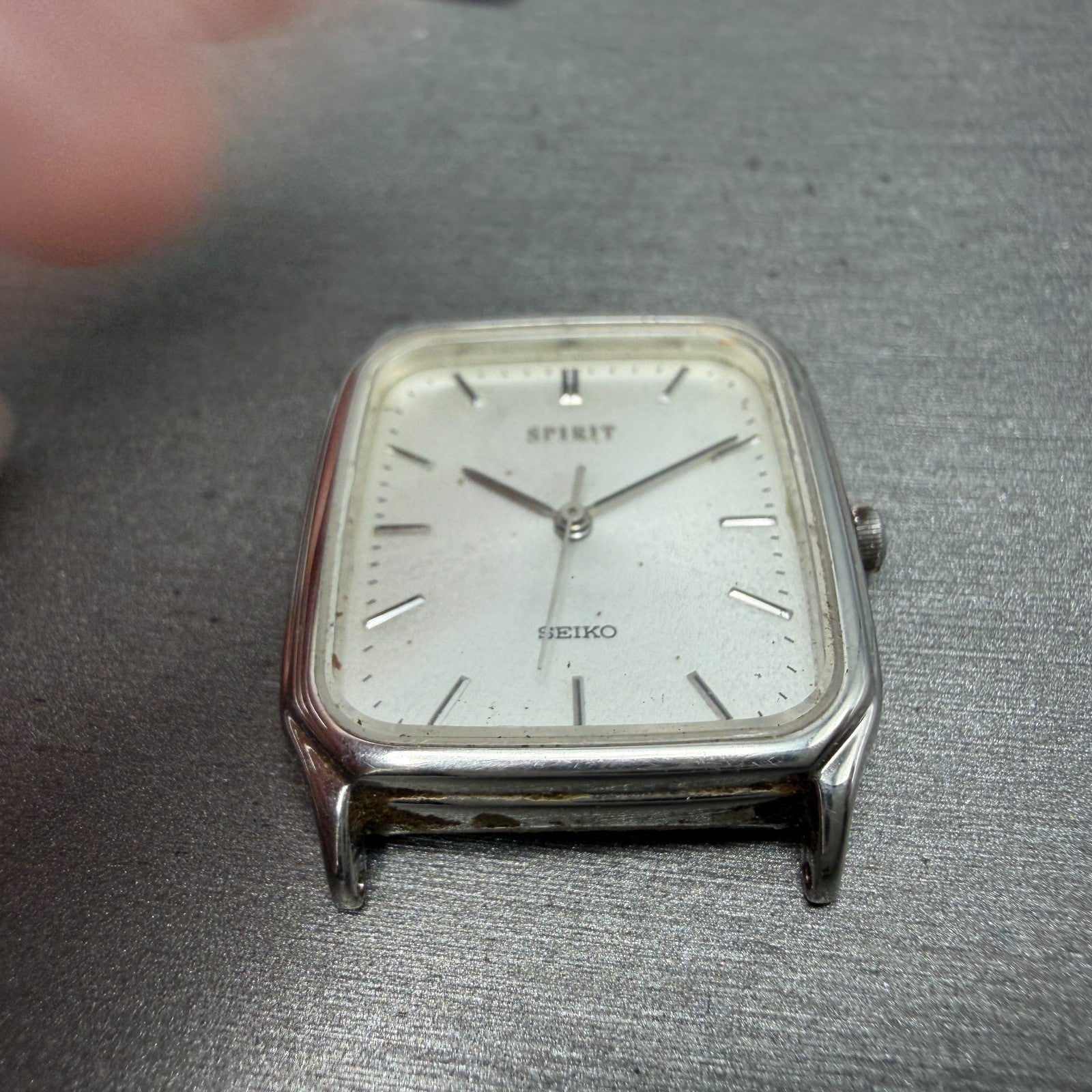 Seiko Spirit Tank Watch Men 27mm Silver Dial Silver Tone 5E31-5B50 PARTS7