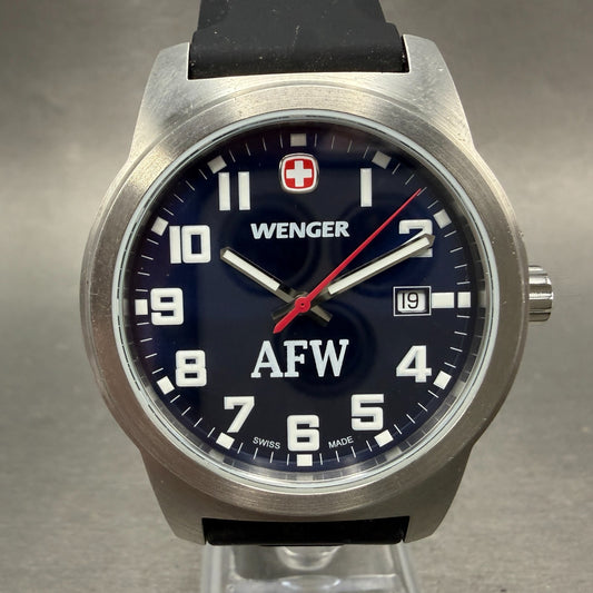 Wenger Watch Men 41mm Blue Dial Silver Tone Round Date 0441.00 New Battery0