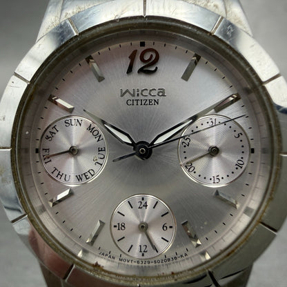 Citizen Wicca Watch Women 30mm Silver Dial Silver Tone Round 6329-S004942 NewBat1