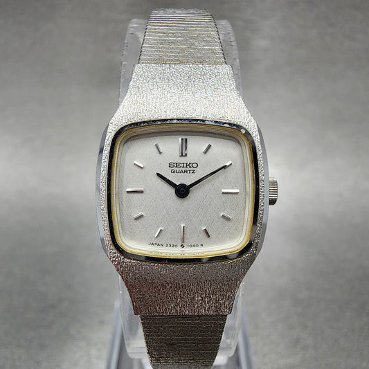 Seiko Watch Women 18mm White Dial Silver Tone Rectangle 2320-5269 New Battery