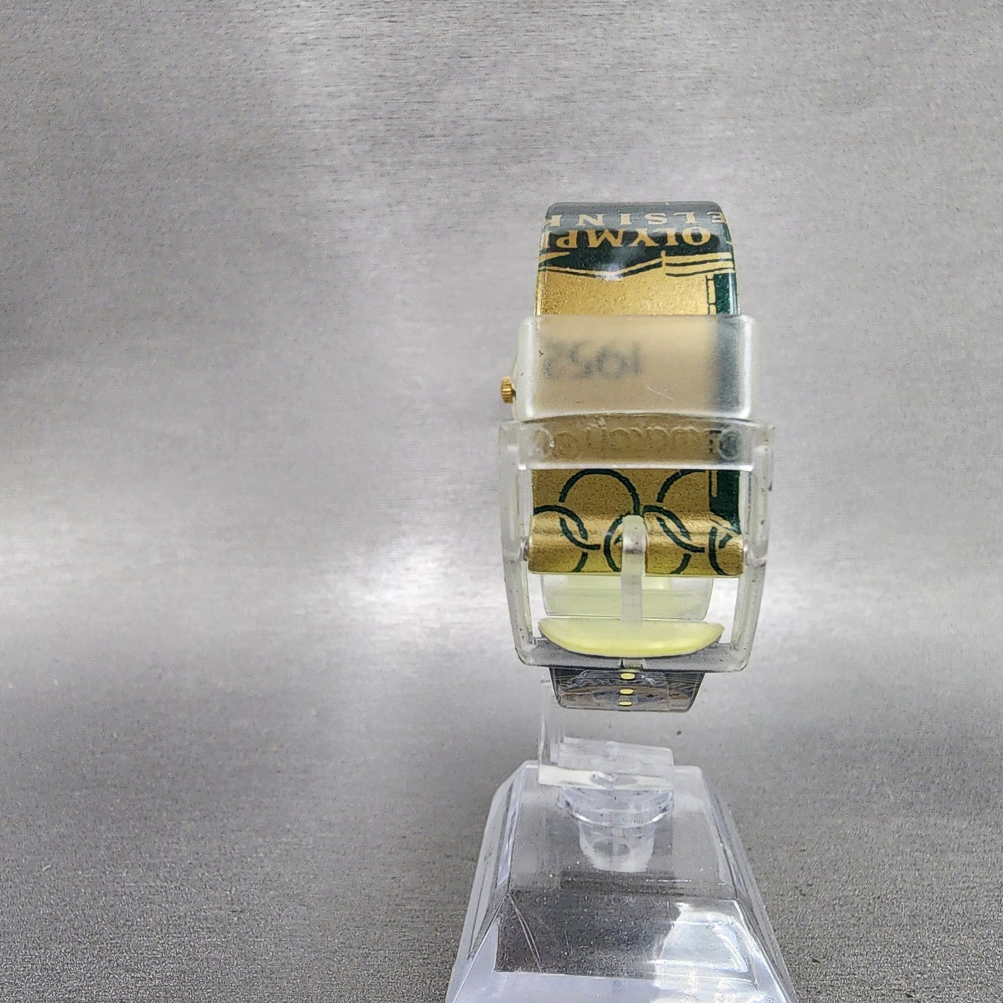 Swatch Olympics 1996 Watch Men 34mm Gold Dial Clear Round GZ136 New Battery7