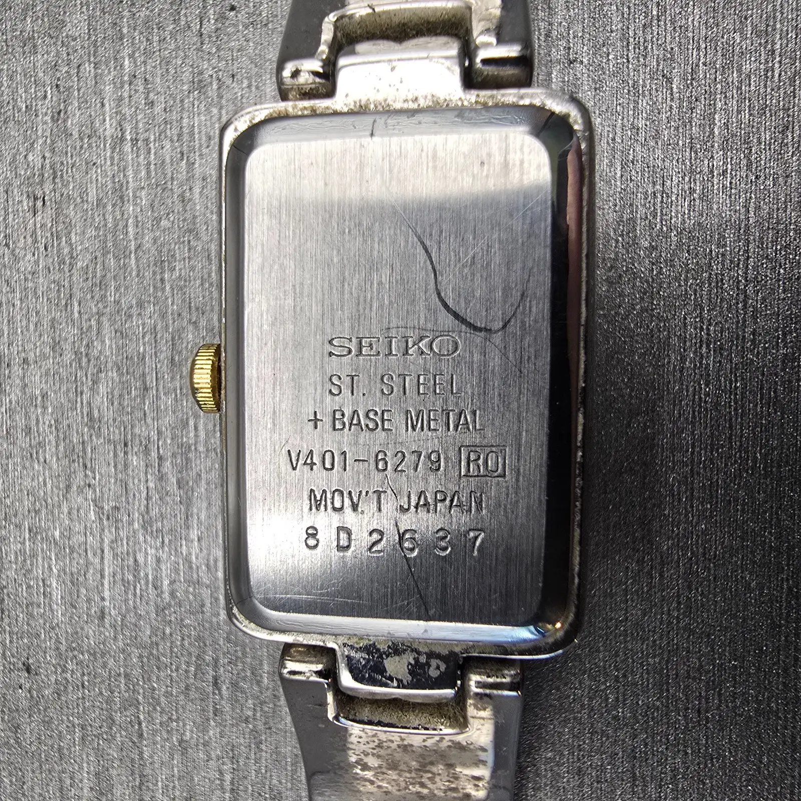 Seiko Watch Women 18mm White Dial Silver Tone Rectangle V401-6279 New Battery10