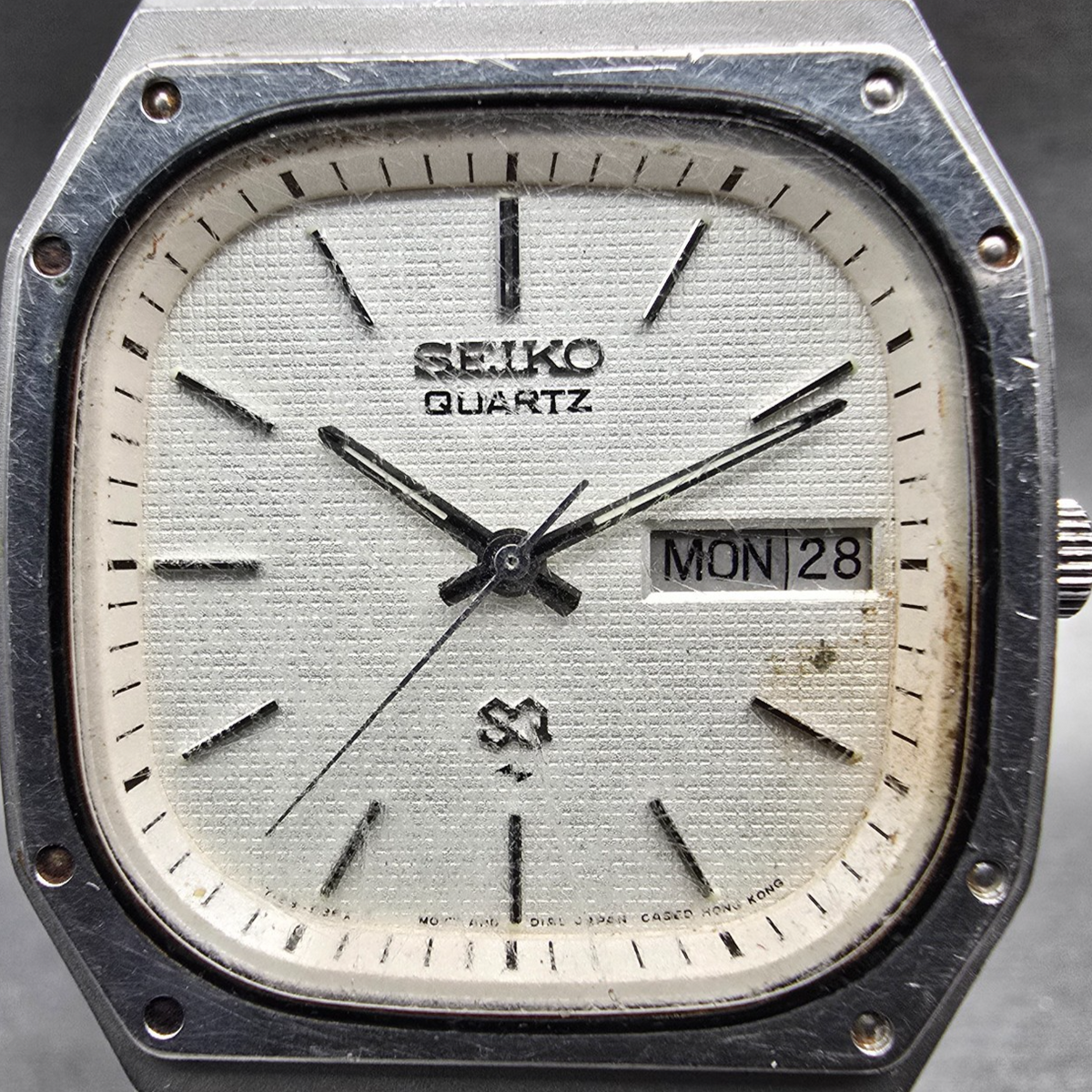 Seiko SQ Watch Men 34mm White Dial Silver Tone Daydate 7123-5359 New Battery1