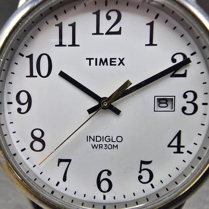 Timex Easy Reader Watch Men 38mm White Dial Two Tone Date READ!!! New Battery1