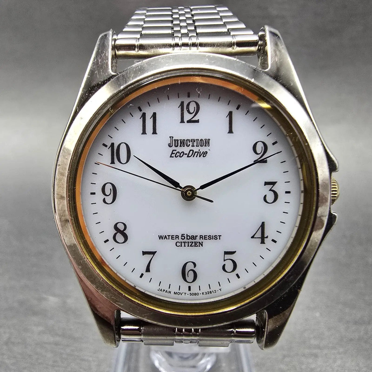 Citizen Eco-Drive Junction Watch Men 36mm White Dial Two Tone Round Runs JDM0