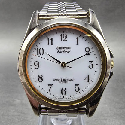 Citizen Eco-Drive Junction Watch Men 36mm White Dial Two Tone Round Runs JDM0