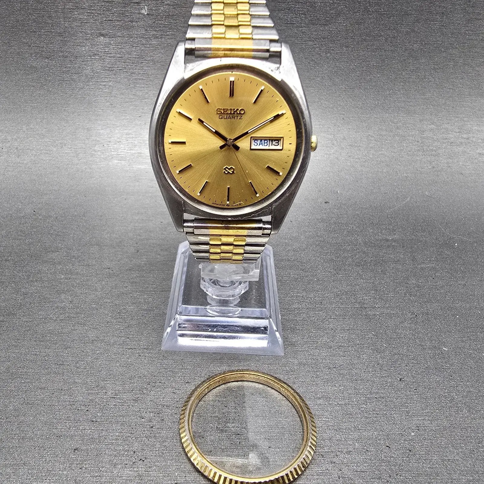 Seiko SQ President Watch Men 36mm Champagne Dial TwoTone Daydate 5Y23-8A60 PARTS0