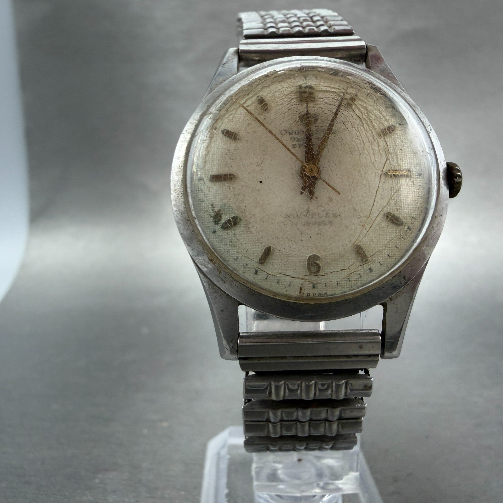Orient Star Dynamic Watch Men 33mm White Dial Silver Tone Round VTG PARTS6