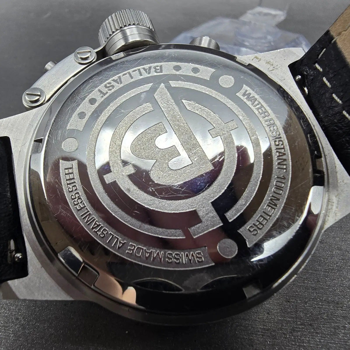 Ballast Trafalgar Chronograph Watch Men 47mm Black Dial Steel Daydate New Batt9