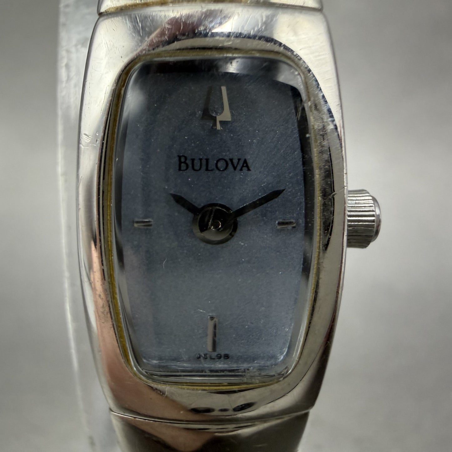 Bulova Tank Watch Women 13mm Blue Dial Silver Tone Rectangle 96L98 New Battery1