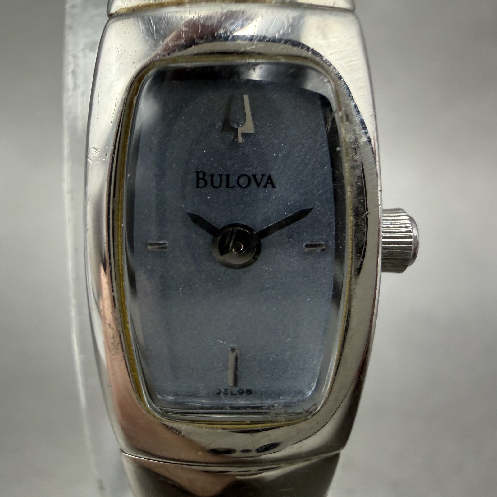 Bulova Tank Watch Women 13mm Blue Dial Silver Tone Rectangle 96L98 New Battery1
