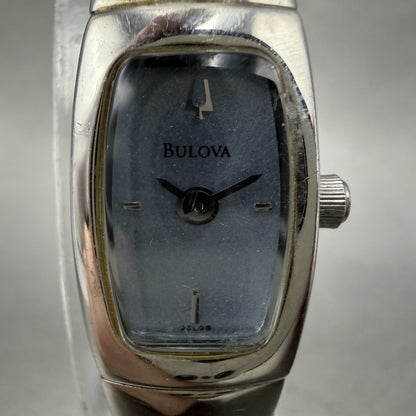 Bulova Tank Watch Women 13mm Blue Dial Silver Tone Rectangle 96L98 New Battery1