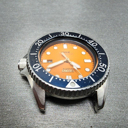 Seiko Professional 200m Diver Watch Women 34mm Orange Dial Silver Tone NewBat