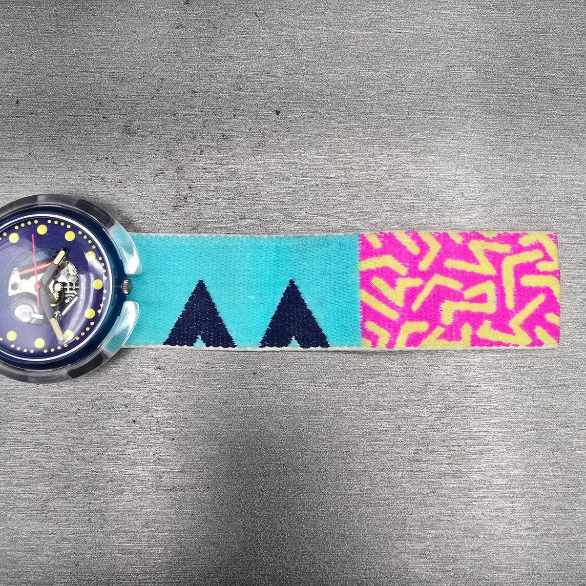 Swatch Pop Photofish Watch Women 47mm Blue Dial Round PWN101 New Battery VTG12