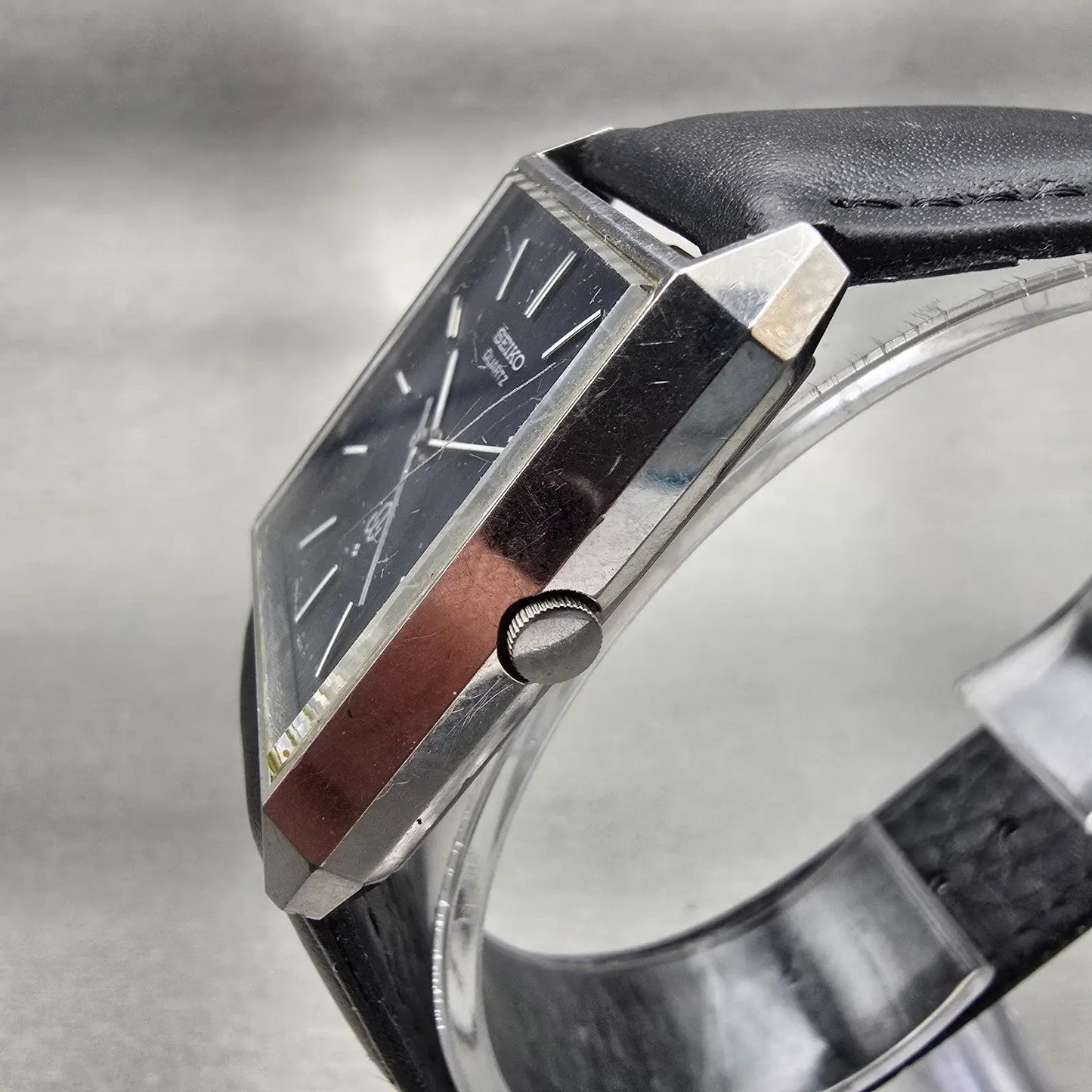 Seiko Tank Watch Men 33mm Black Dial Silver Tone Rectangle 4120-5101 New Battery2