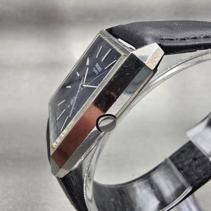 Seiko Tank Watch Men 33mm Black Dial Silver Tone Rectangle 4120-5101 New Battery2