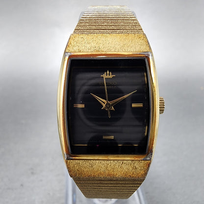 Seiko Tank Watch Women 20mm Black Dial Gold Tone Rectangle 8Y215010 New Battery1