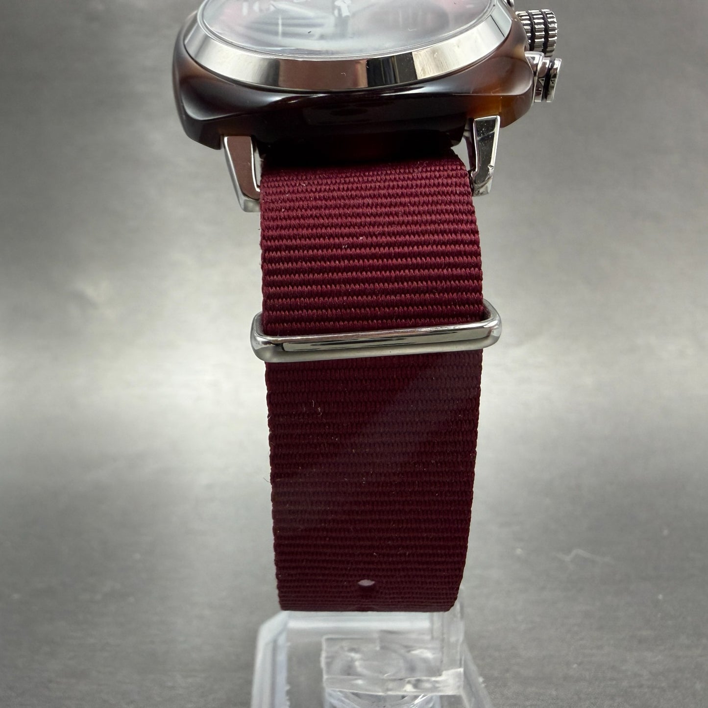 Briston Clubmaster Chronograph Watch Men 39mm Red Dial Brown Tone Date New Batt5