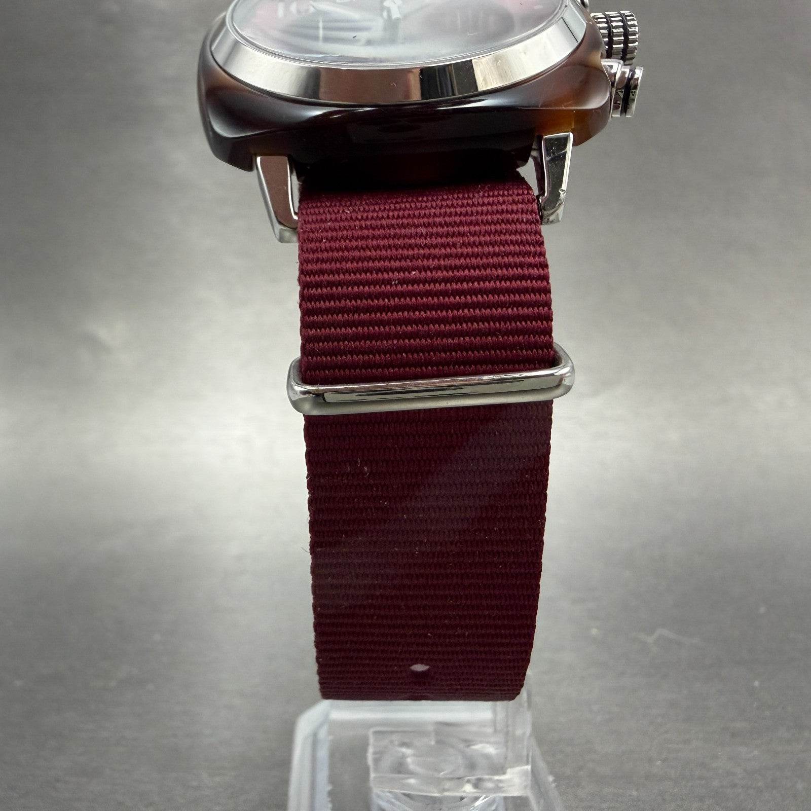 Briston Clubmaster Chronograph Watch Men 39mm Red Dial Brown Tone Date New Batt5