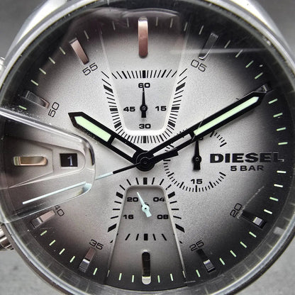 Diesel Men's MS9 watch Men 47mm Gray Dial Silver Tone Date Round DZ-4483 New Bat1