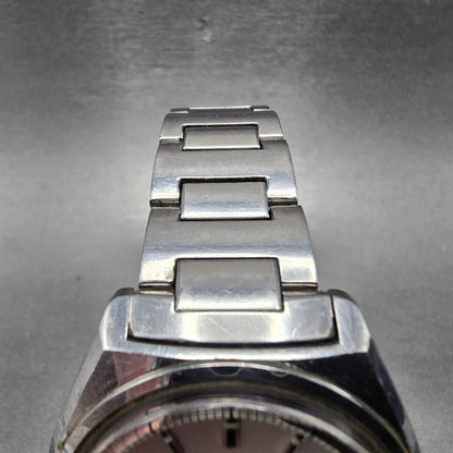 Seiko 5 Automatic Watch Men 37mm Silver Dial Silver Tone Daydate 6119-6410 Runs4