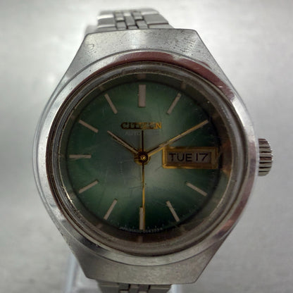 Citizen Automatic Watch Women 26mm Green Dial Steel Daydate Round Runs Vintage 11
