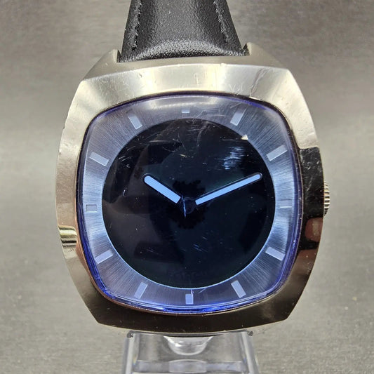 Fossil Big Tic Watch Men 37mm Blue Dial Silver Tone Rectangle JR-7903 NewBattery0