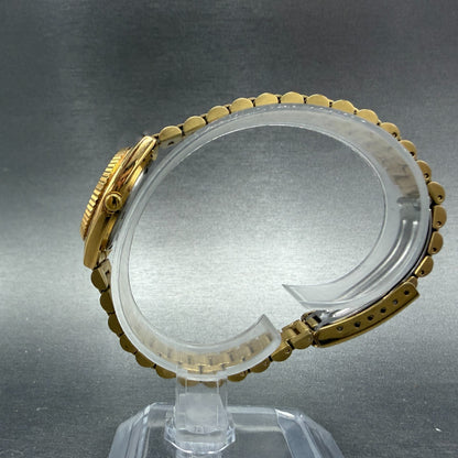 Seiko Watch Women 24mm Black Tone Gold Tone Daydate Round 7N83-0041 New Battery56