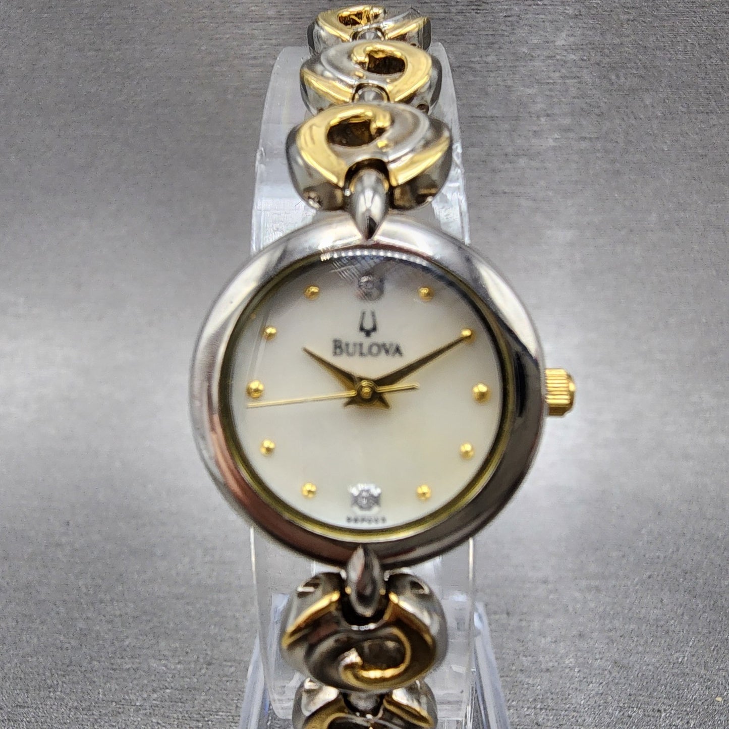 Bulova Diamond Watch Women 21mm MOP Dial Two Tone Round 98P003 New Battery1