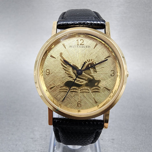 Wittnauer Pegasus Watch Men 33mm Cream Dial Gold Tone Round New Battery0