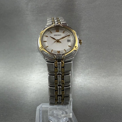 Seiko Watch Women 26mm Silver Dial Two Tone Date Round 7n820at0 New Battery5