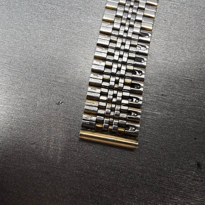 Seiko Bracelet 19mm Stainless Steel Gold Tone Tri Folding Clasp Vintage Japan Z29
