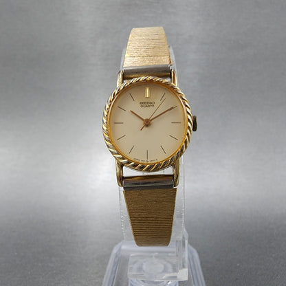 Seiko Watch Women 20mm Cream Dial Gold Tone 14215510 New Battery5