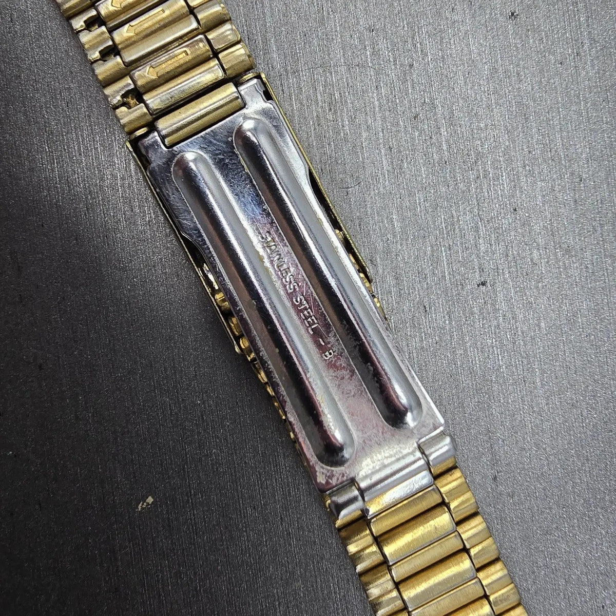 Seiko Bracelet 20mm Stainless Steel Gold Tone Tri Folding Clasp Vintage Japan L7