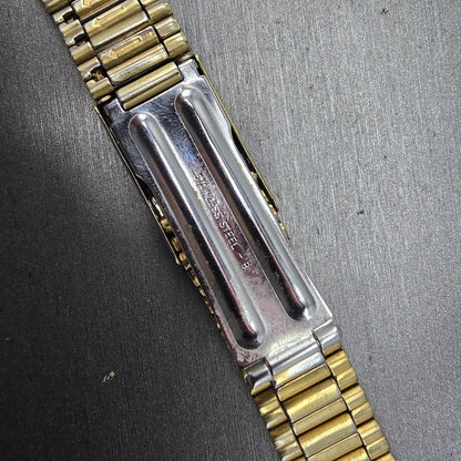 Seiko Bracelet 20mm Stainless Steel Gold Tone Tri Folding Clasp Vintage Japan L7