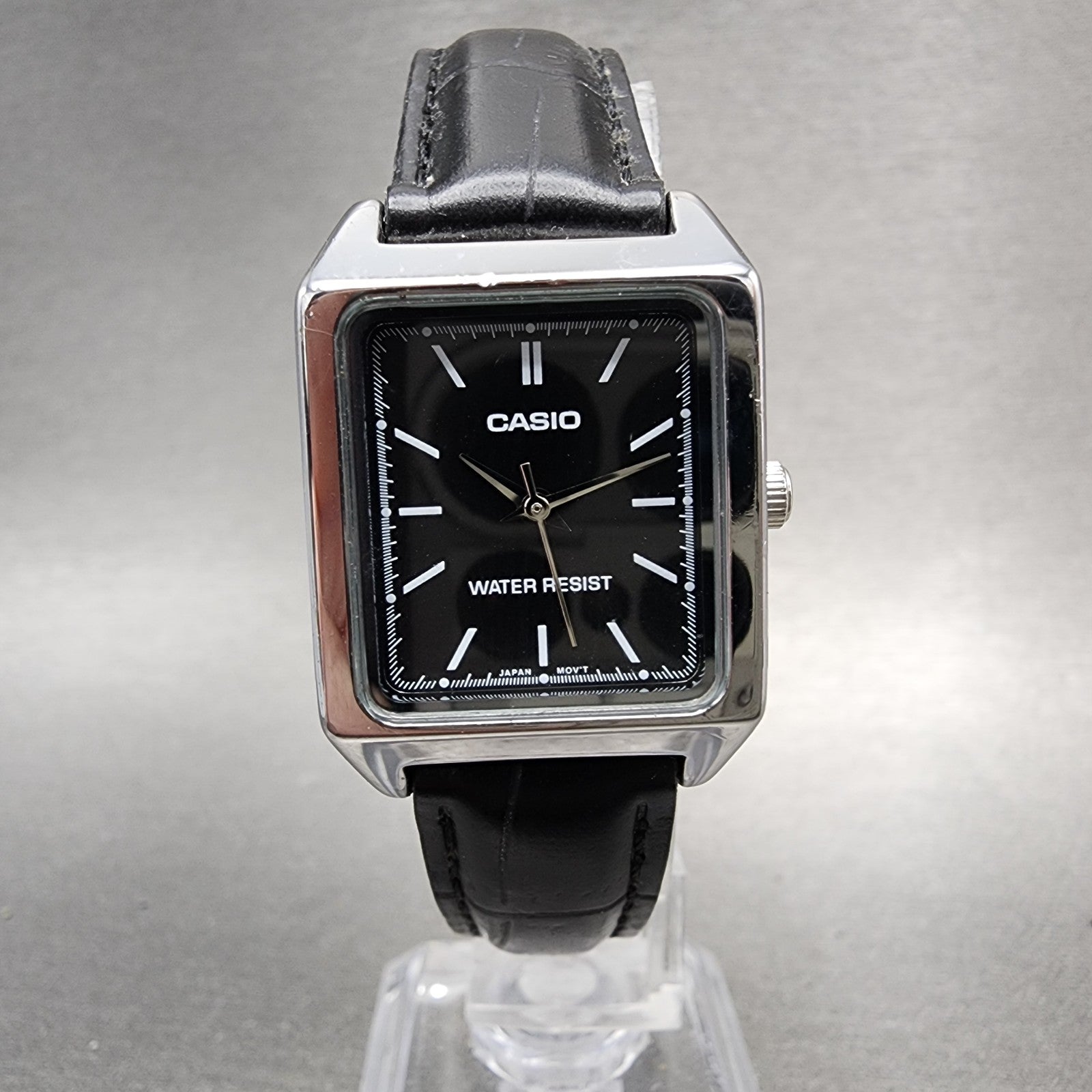 Casio Tank Watch Women 22mm Black Dial Silver Tone Rectangle LTPV007 NewBattery0
