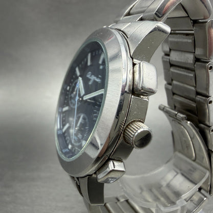 Seiko Anges B Chronograph Watch Men 38mm Blue Dial Steel Round V654-0A10 Newbatt2