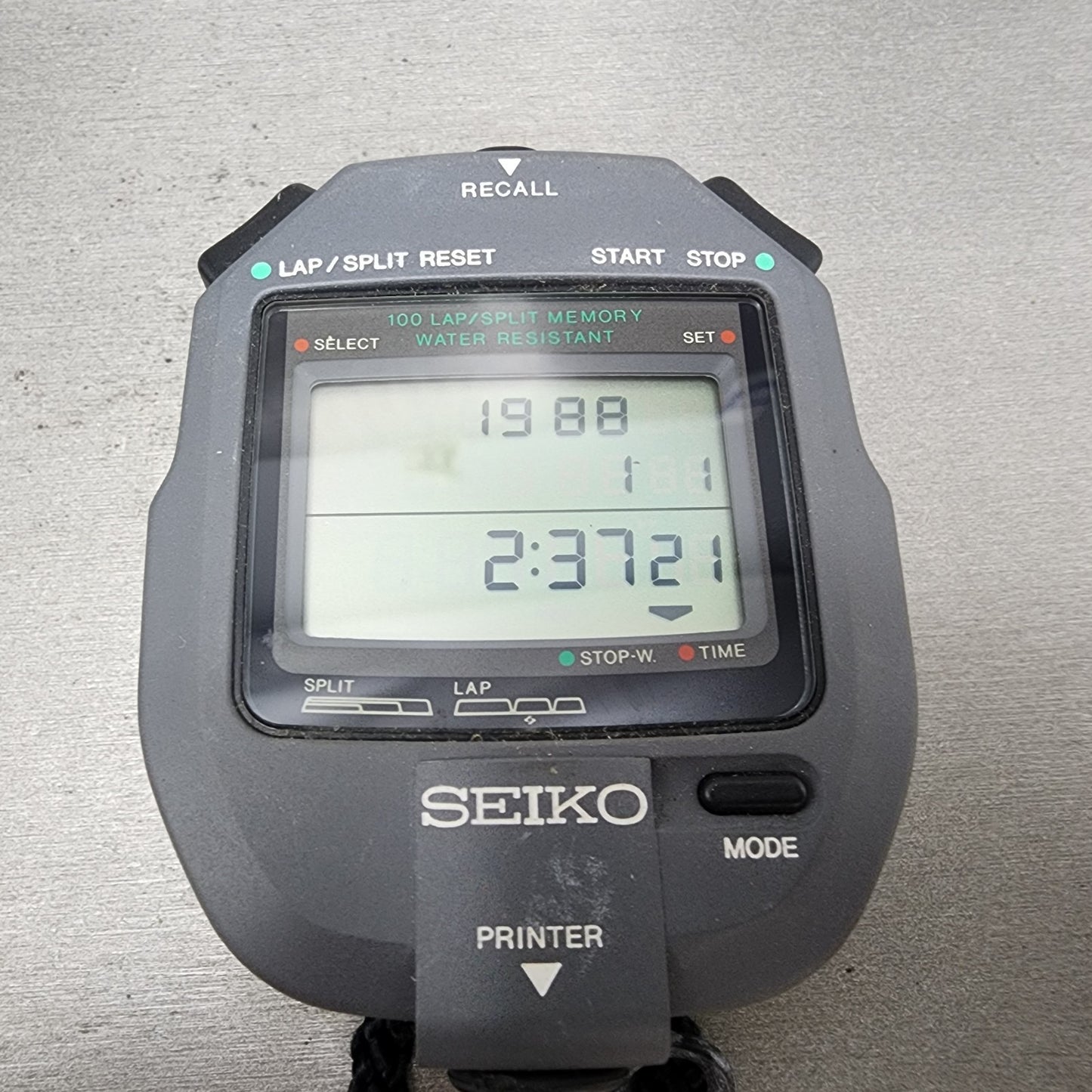 Seiko SVAY006 Stopwatch Digital Gray Tone S1234000 New Battery W/Case1
