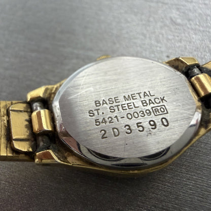 Seiko Watch Women 17mm Champagne Dial Gold Tone Round 5421-0039 New Battery XF9