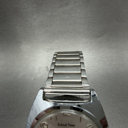Seiko School Time Watch Men 33mm Silver Dial Steel Date Manual 5000-6000 Runs4
