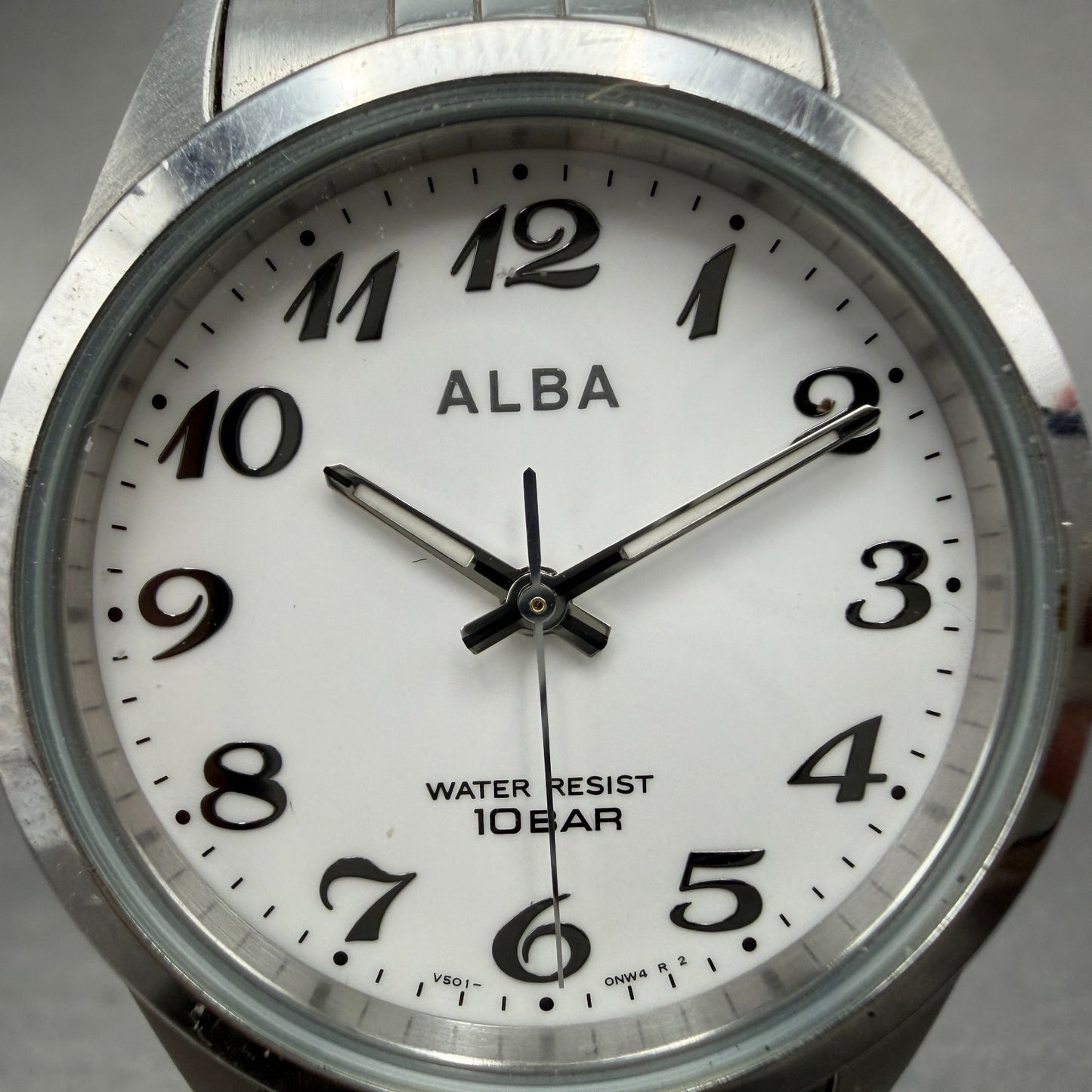 Seiko Alba Watch Men 34mm White Dial Silver Tone Round V501-0EL0 New Battery1