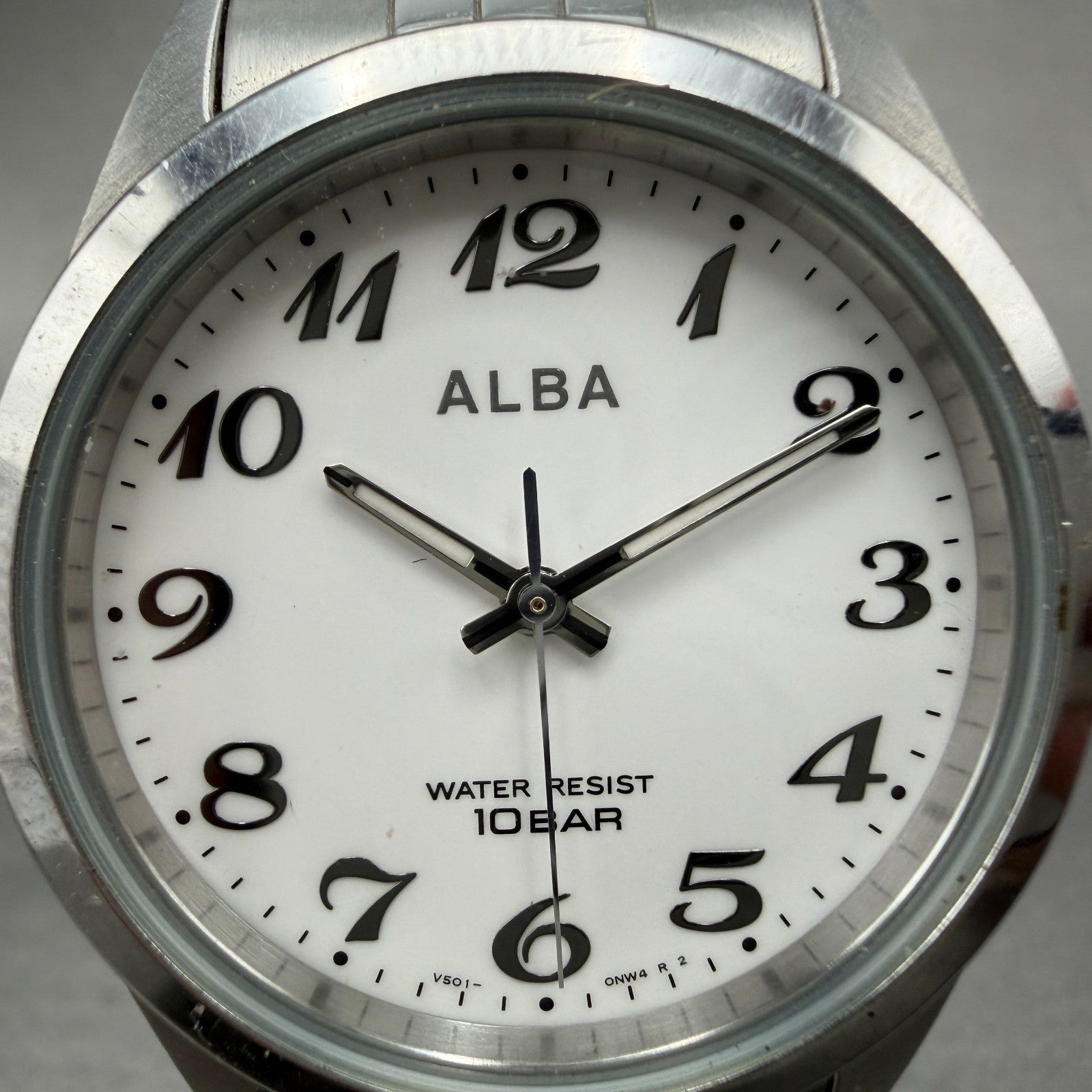 Seiko Alba Watch Men 34mm White Dial Silver Tone Round V501-0EL0 New Battery1