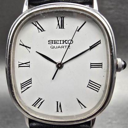 Seiko Dress Watch Men 27mm White Dial Silver Oval 3421-5110 New Battery VTG1