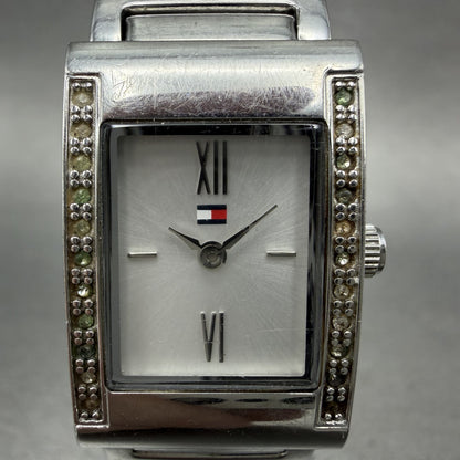 Tommy Hilfiger Tank Watch Women 20mm Silver Dial Silver Tone Rectangle New Batt1