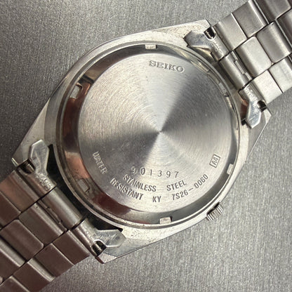 Seiko 5 Watch Men 37mm Black Dial Silver Tone Daydate Round 7S26-0060 Runs10