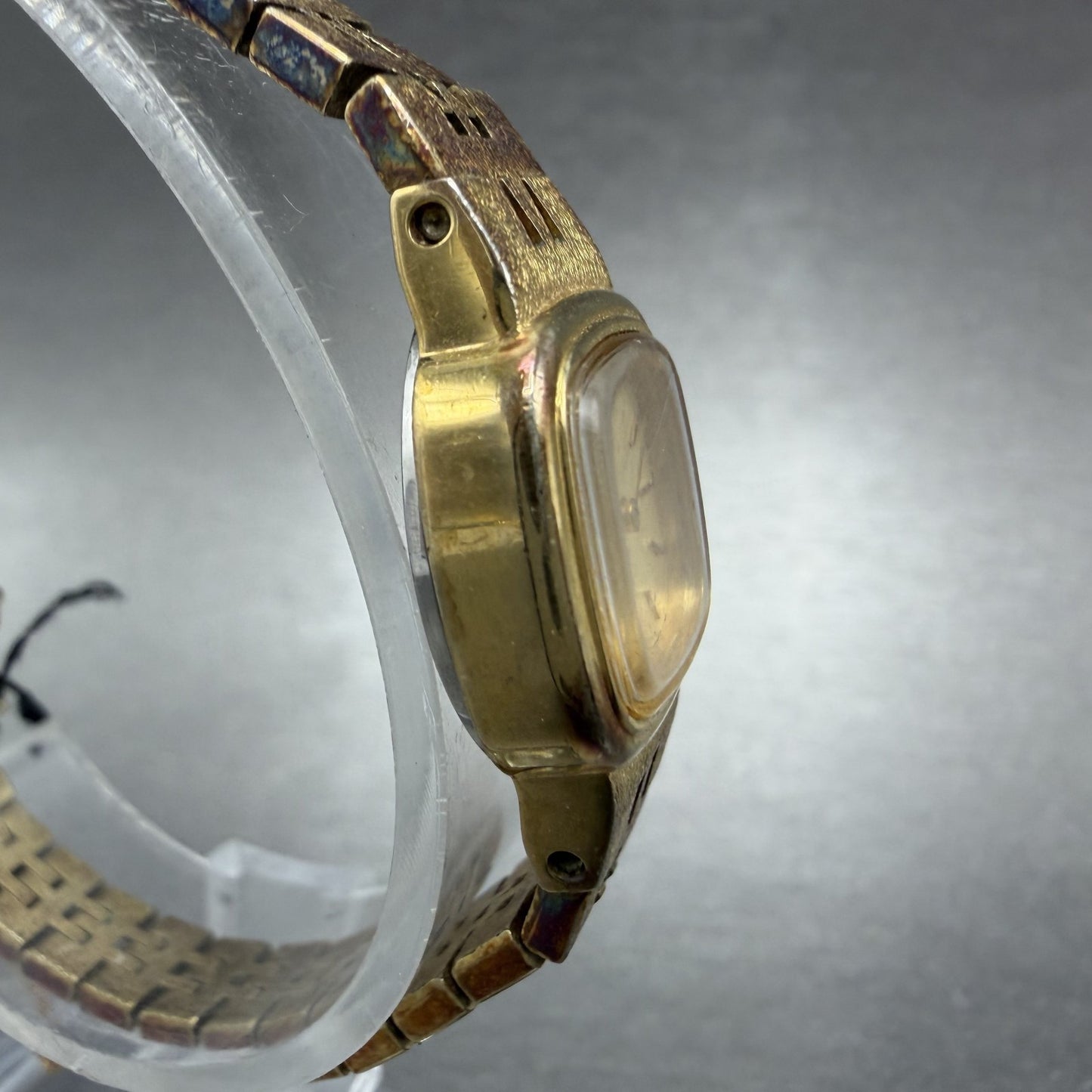 Seiko Watch Women 16mm Champagne Dial Gold Tone Rectangle 5420-5079 New Battery3